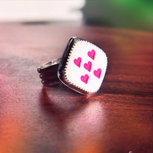 Pink Heart Dice Ring