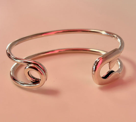 Sterling silver safety pin cuff