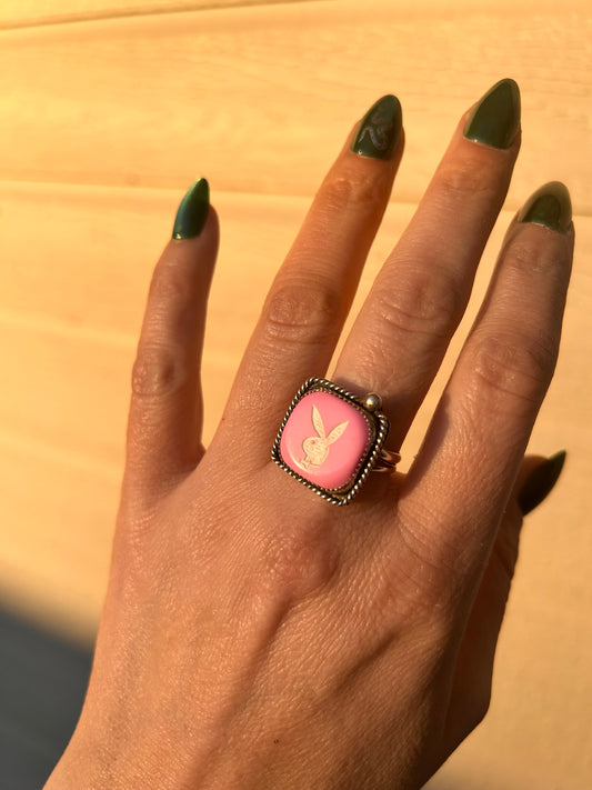 Pink Bunny Dice ring