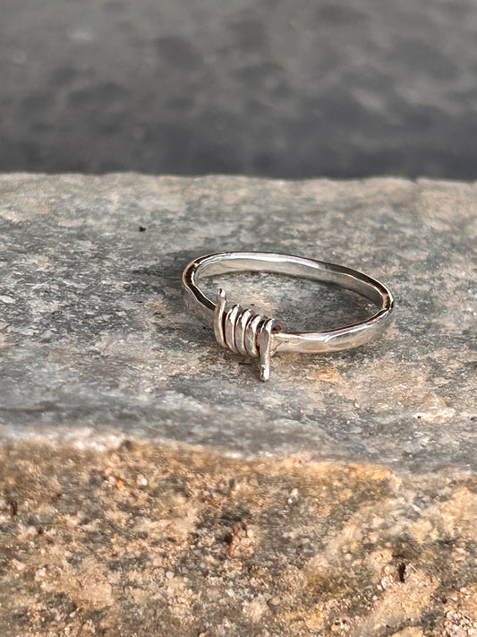 Sterling Barbed Wire ring