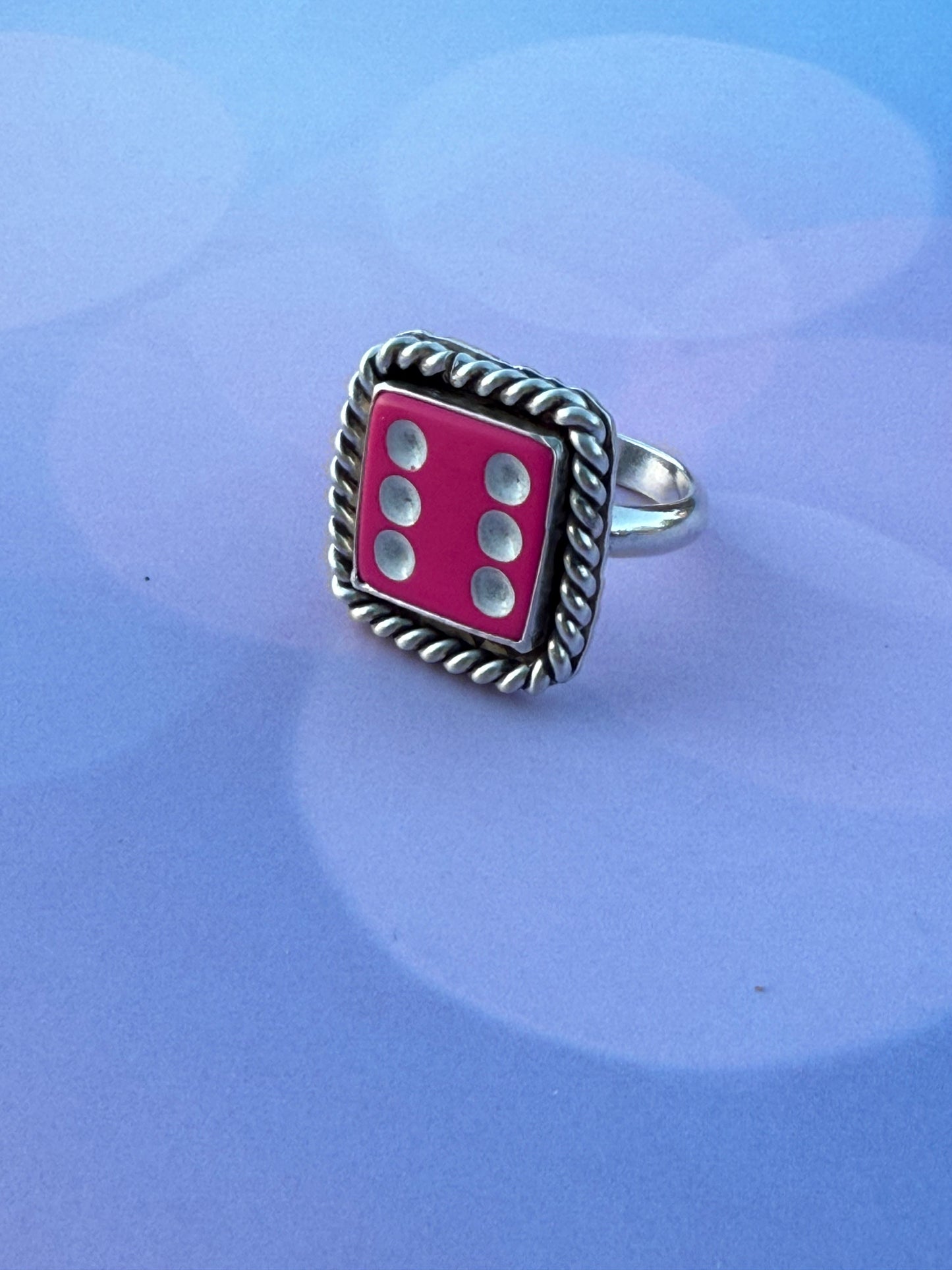 Pink dice ring
