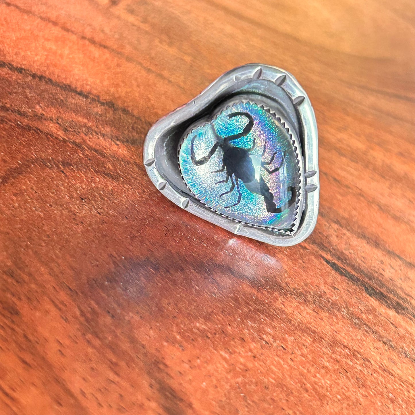 Holo Heart Scorpion ring