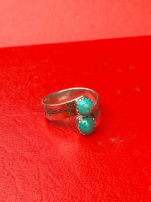 Stamped barbed wire double turquoise
