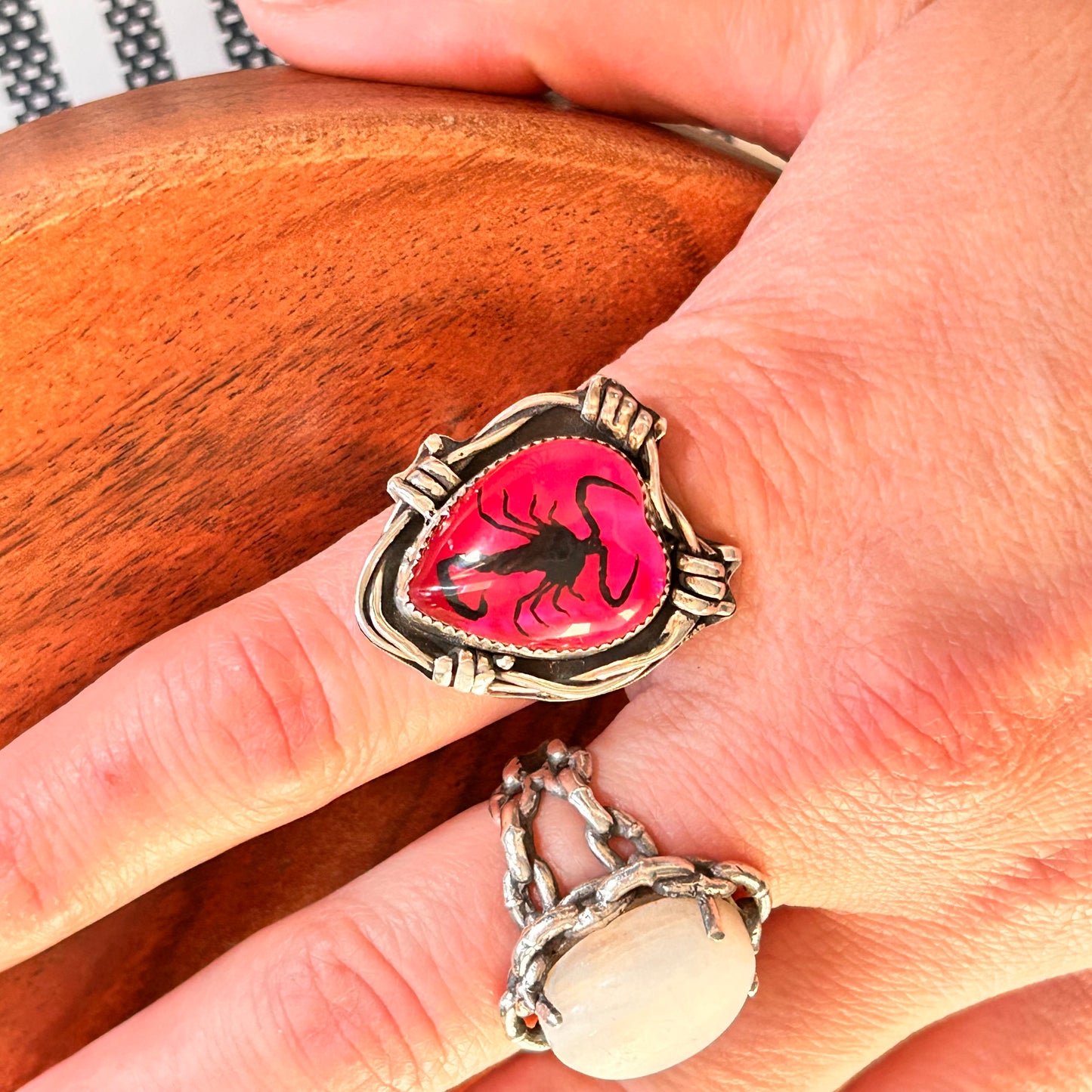 Pink Scorpion Barbed Wire ring