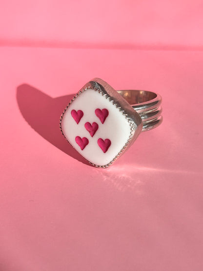 Pink Heart Dice Ring