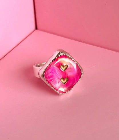 Pink & Gold Dice ring