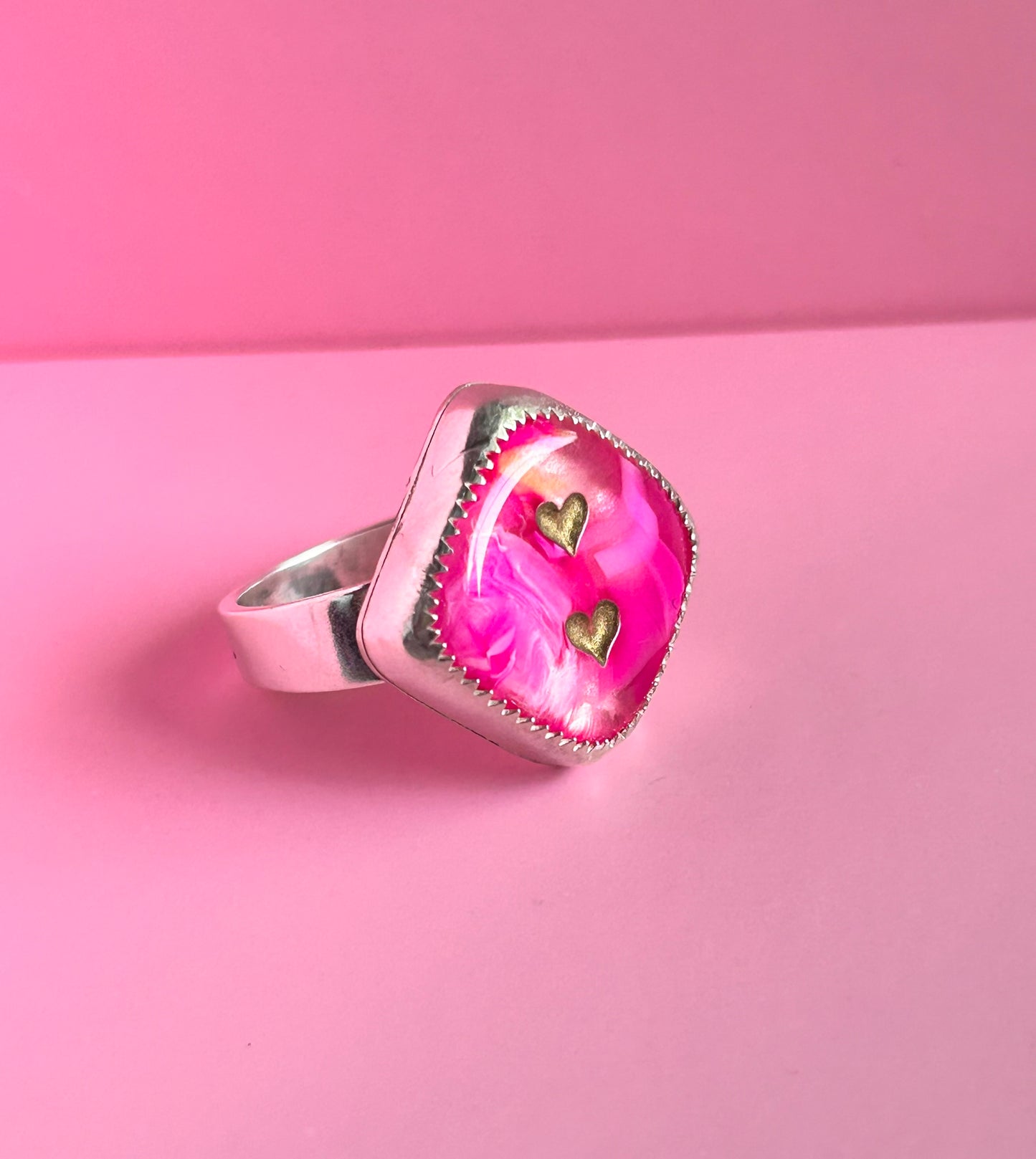 Pink & Gold Dice ring