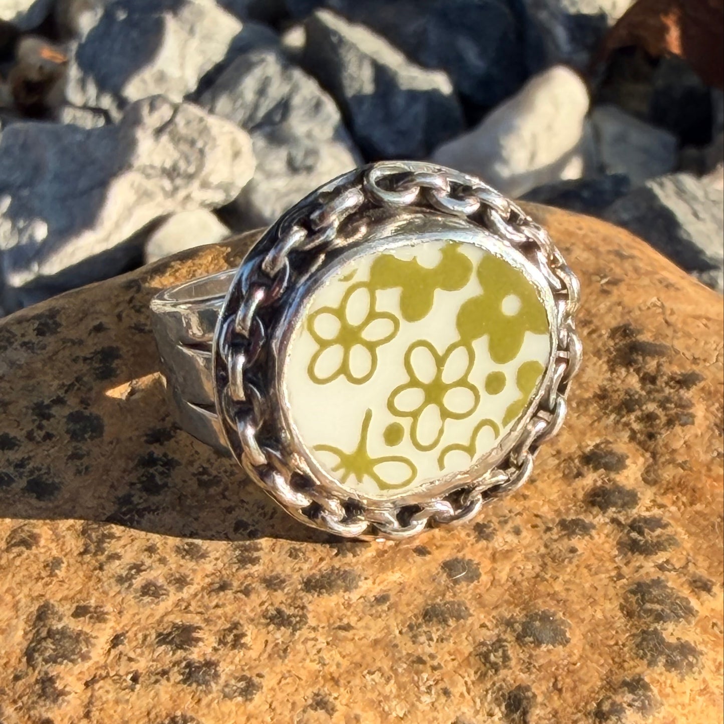 Chained Corelle Dish ring